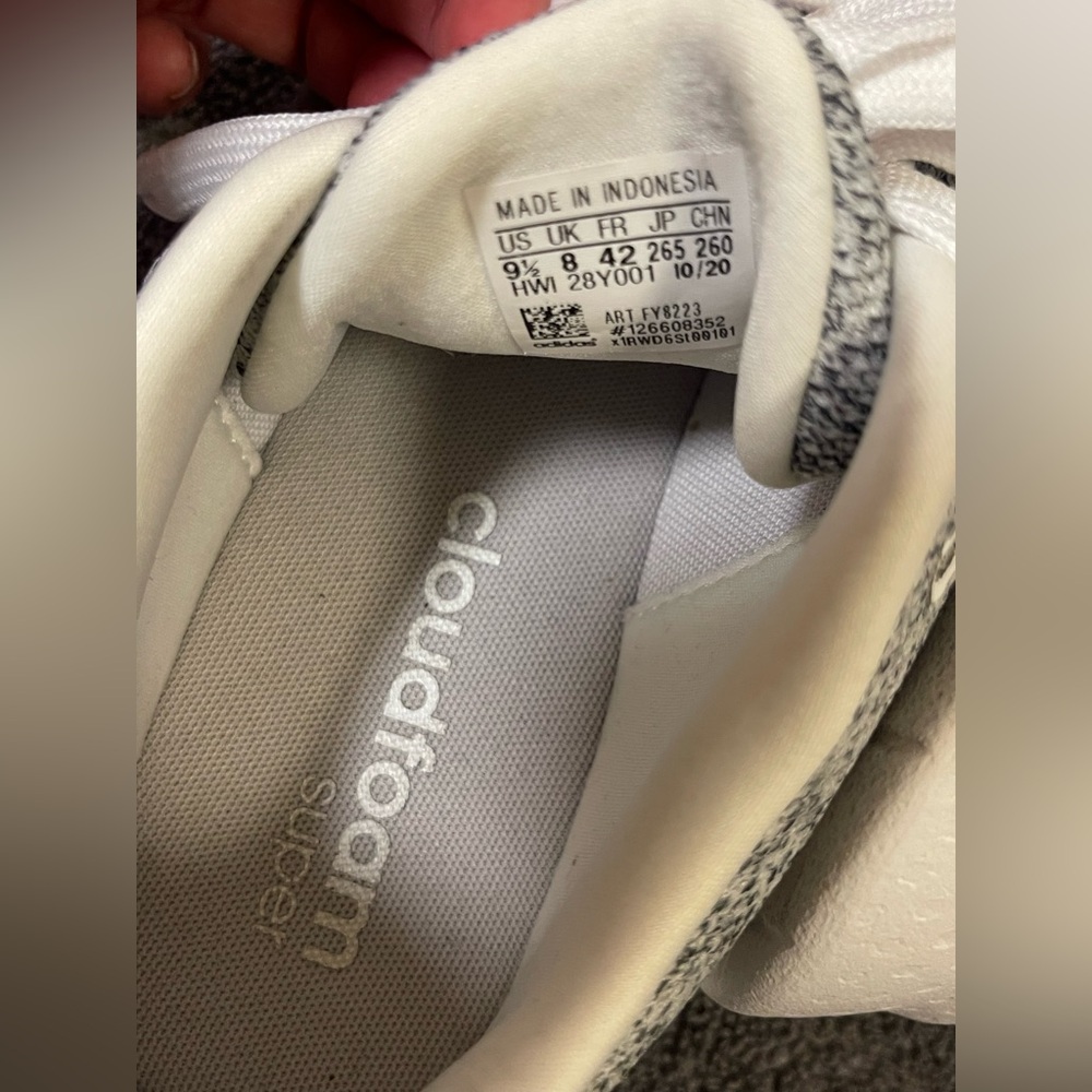 Adidas Cloudfoam Gray & White Knit Sneakers | Lace-Up Athletic Shoes | Size 9.5 - Picture 8 of 8
